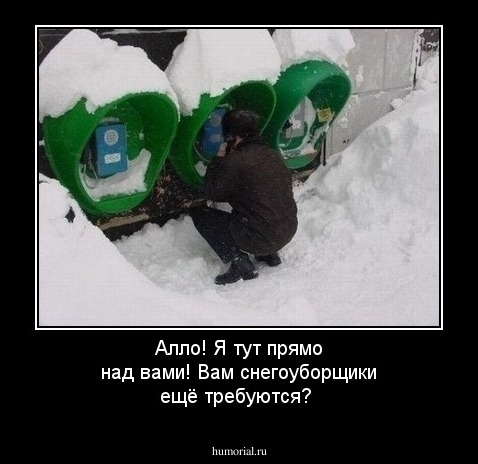 Алло! Я тут прямо над вами! Вам снегоуборщики ещё требуются?