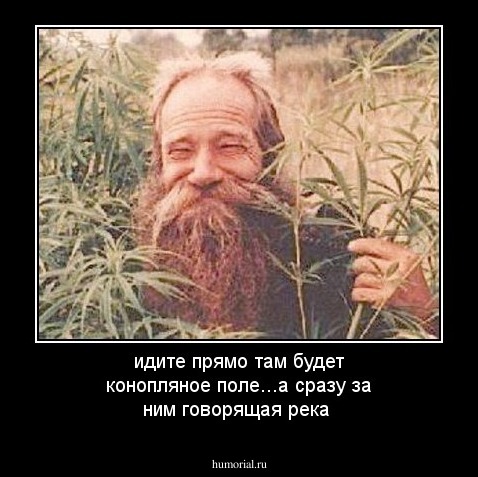 идите прямо там будет конопляное поле...а сразу за ним говорящая река
