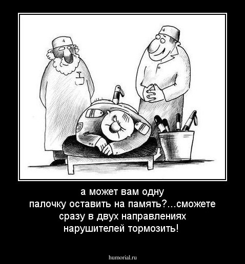 а может вам одну палочку оставить на память?...сможете сразу в двух направлениях нарушителей тормозить!