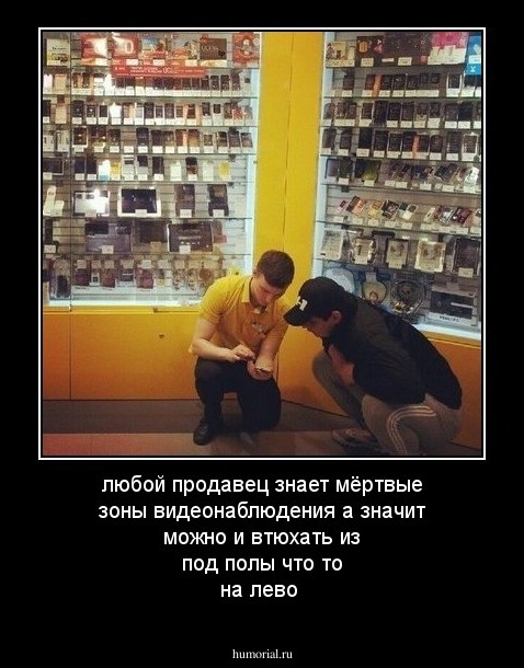любой продавец знает мёртвые зоны видеонаблюдения а значит можно и втюхать из под полы что то на лево