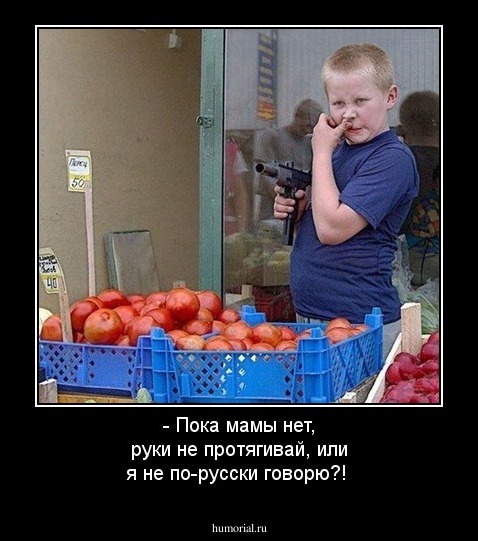 - Пока мамы нет, руки не протягивай, или я не по-русски говорю?!