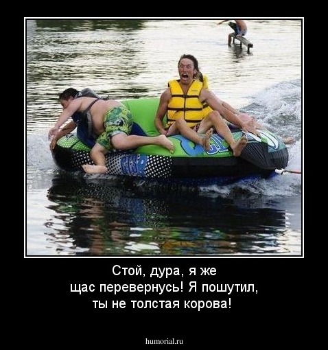 Стой, дура, я же щас перевернусь! Я пошутил, ты не толстая корова!