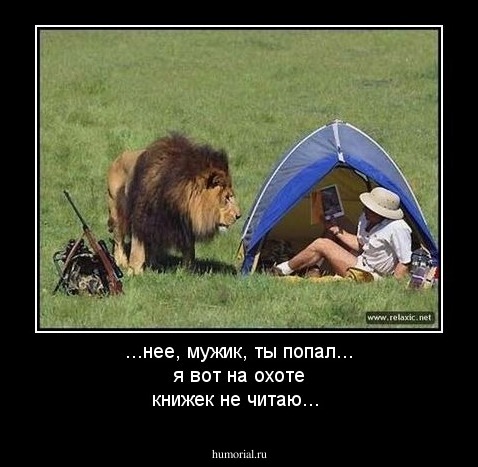 ...нее, мужик, ты попал... я вот на охоте книжек не читаю...