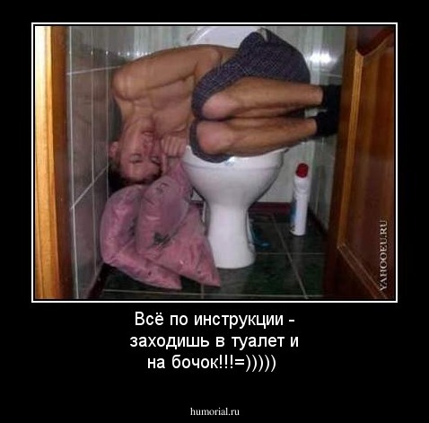 Всё по инструкции - заходишь в туалет и на бочок!!!=)))))