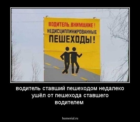 водитель ставший пешеходом недалеко ушёл от пешехода ставшего водителем