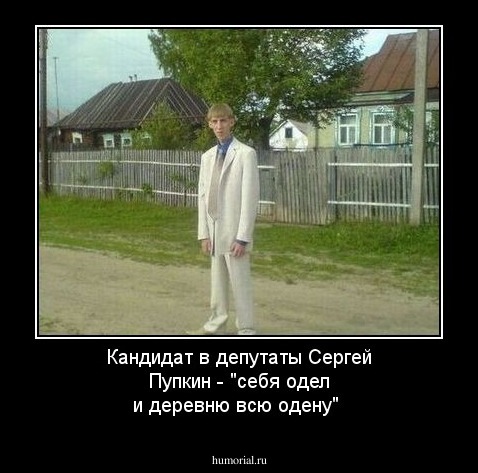 Кандидат в депутаты Сергей Пупкин - "себя одел и деревню всю одену"