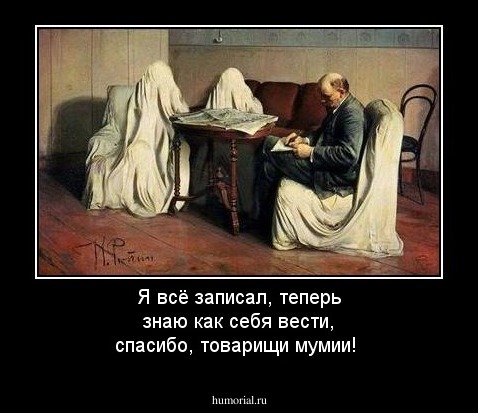 Я всё записал, теперь знаю как себя вести, спасибо, товарищи мумии!