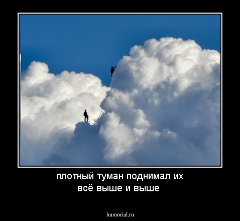 плотный туман поднимал их всё выше и выше
