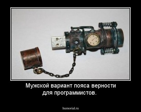 Мужской вариант пояса верности для программистов.