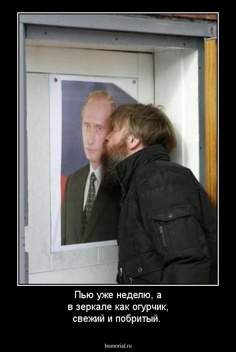 Пью уже  неделю, а  в зеркале  как  огурчик, свежий  и  побритый.