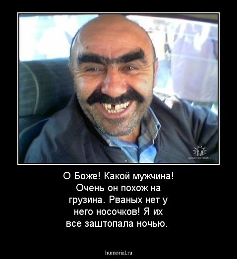 О Боже! Какой мужчина!
Очень он похож на грузина.
Рваных нет у него носочков!
Я их все заштопала ночью.
