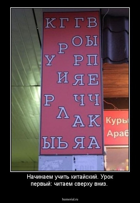 Начинаем учить китайский. Урок первый: читаем сверху вниз.