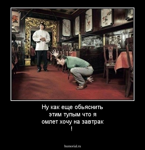 Ну как еще обьяснить этим тупым что я омлет хочу на завтрак !
