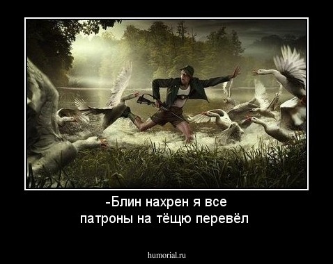 -Блин нахрен я все патроны на тёщю перевёл