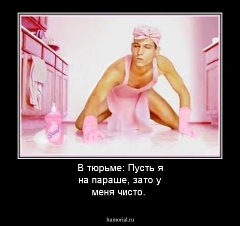 В тюрьме:
Пусть я на параше, зато у меня чисто.