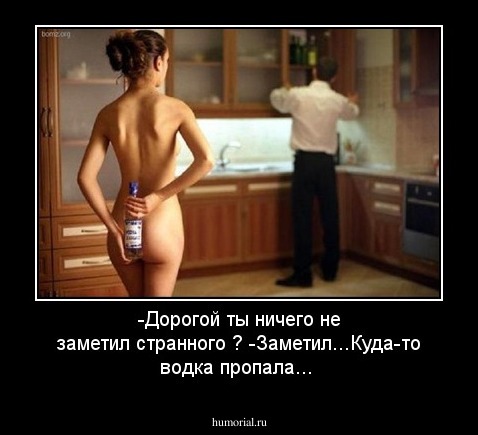 -Дорогой ты ничего не заметил странного ? -Заметил...Куда-то водка пропала...