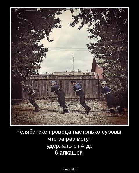 Челябинске провода настолько суровы, что за раз могут удержать от 4 до 6 алкашей