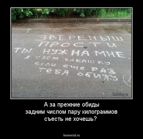 А за прежние обиды задним числом пару килограммов съесть не хочешь?