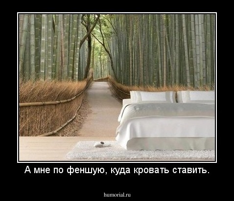 А мне по феншую, куда кровать ставить.