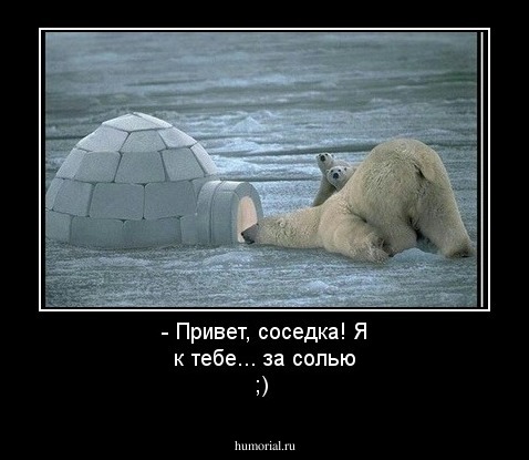 - Привет, соседка! Я к тебе... за солью ;) 