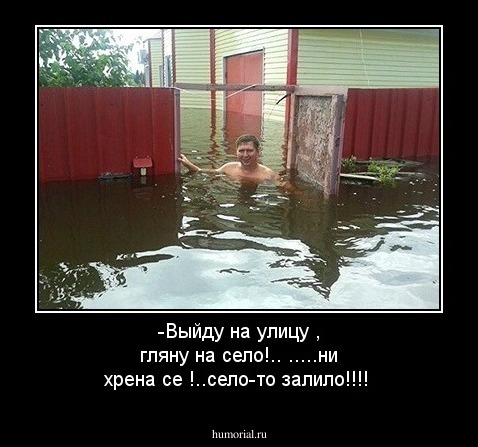 -Выйду на улицу  , гляну на село!..
.....ни хрена се !..село-то залило!!!!