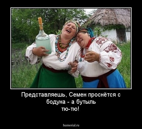 Представляешь, Семен проснётся с бодуна - а бутыль тю-тю!