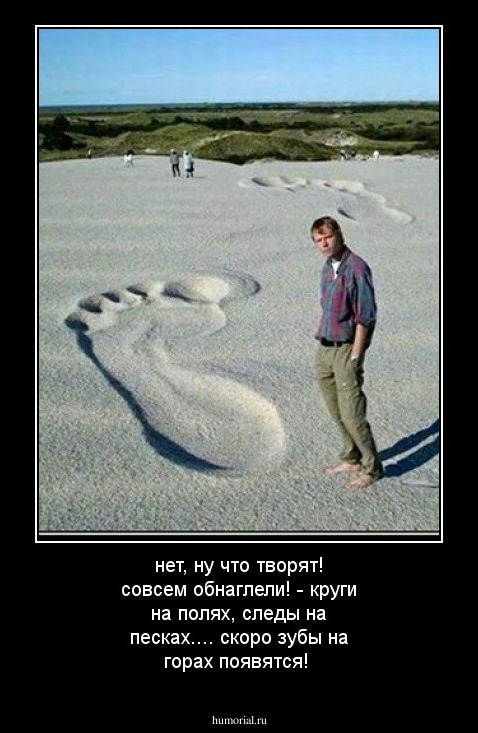 нет, ну что творят! совсем обнаглели! - круги на полях, следы на песках.... скоро зубы на горах появятся!
