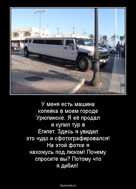 У меня есть машина копейка в моем городе Урюпинске. Я её продал и купил тур в Египет. Здесь я увидел это чудо и сфотографировался! На этой фотке я нахожусь под люком! Почему спросите вы? Потому что я дибил!