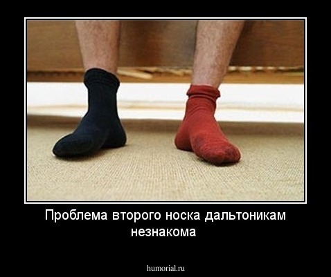 Проблема второго носка дальтоникам незнакома