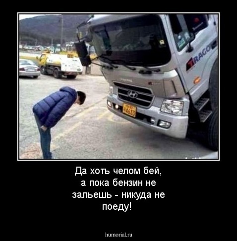 Да хоть челом бей, а пока бензин не зальешь - никуда не поеду!