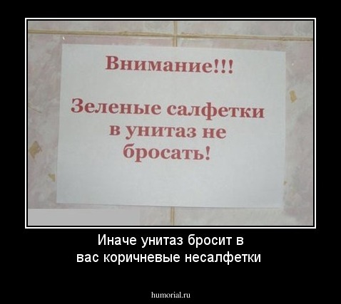 Иначе унитаз бросит в вас коричневые несалфетки