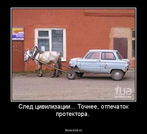 След цивилизации... Точнее, отпечаток протектора.