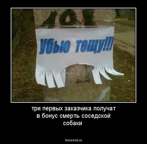 три первых заказчика получат в бонус смерть соседской собаки