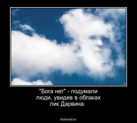 "Бога нет" - подумали люди, увидев в облаках лик Дарвина.