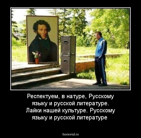 Респектуем, в натуре,
Русскому языку и русской литературе.
Лайки нашей культуре.
Русскому языку и русской литературе