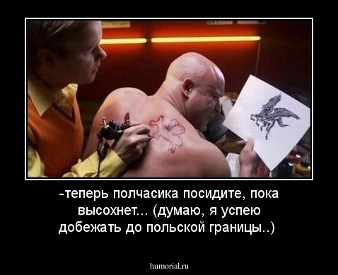 -теперь полчасика посидите, пока высохнет...
(думаю, я успею добежать до польской границы..)