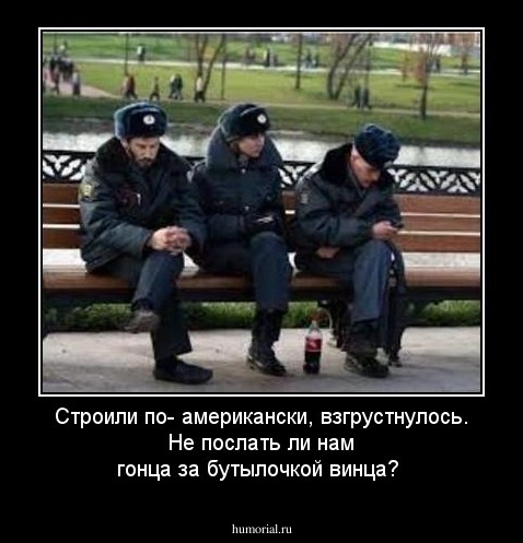 Строили по- американски, взгрустнулось. Не послать ли нам гонца за бутылочкой винца?