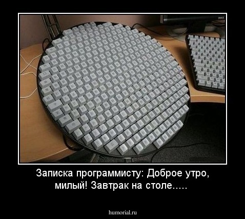 Записка программисту: Доброе утро, милый! Завтрак на столе.....