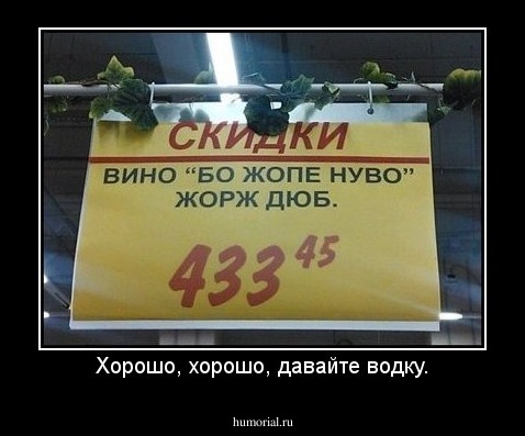 Хорошо, хорошо, давайте водку.