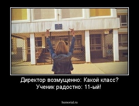 Директор возмущенно: Какой класс? 
Ученик радостно: 11-ый!