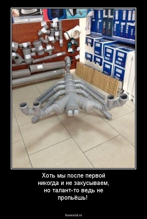  Хоть мы после первой никогда и не закусываем, но талант-то ведь не пропьёшь!