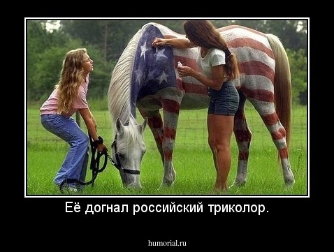 Её догнал российский триколор.
