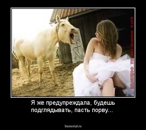 Я же предупреждала, будешь подглядывать, пасть порву...