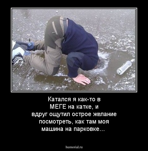 Катался я как-то в МЕГЕ на катке, и вдруг ощутил острое желание посмотреть, как там моя машина на парковке...