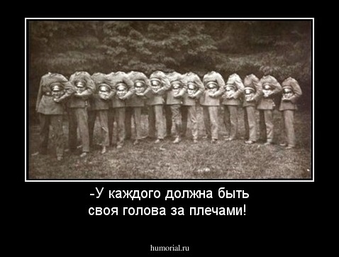 -У каждого должна быть своя голова за плечами!