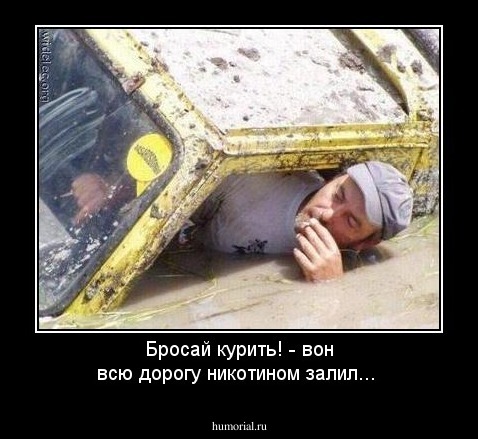 Бросай курить! - вон всю дорогу никотином залил...