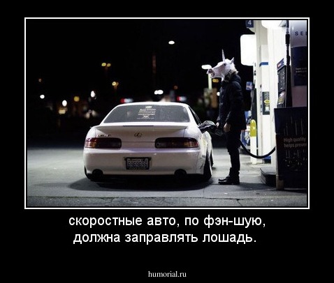скоростные авто, по фэн-шую, должна заправлять лошадь.