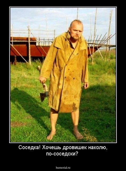 Соседка! Хочешь дровишек наколю, по-соседски?