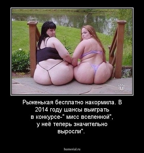  Рыженькая бесплатно  накормила. В 2014 году  шансы выиграть в  конкурсе-" мисс вселенной", у неё теперь значительно выросли". 
