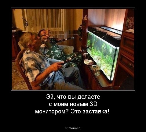Эй, что вы делаете с моим новым 3D монитором? Это заставка!